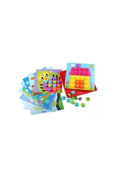 Picodino Joc Educational Puzzle Mozaic cu 18 Butoane Colorate si 12 Modele – Multicolor, 3+ ani