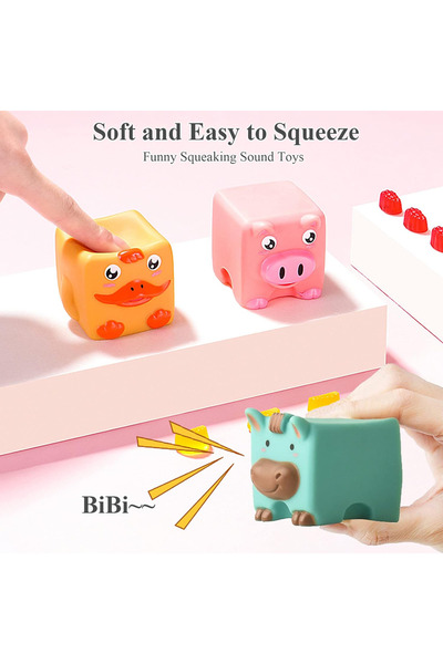 Picodino Set 12 Cuburi Moi cu Animalute pentru Bebelusi – Soft Blocks Sensoriale