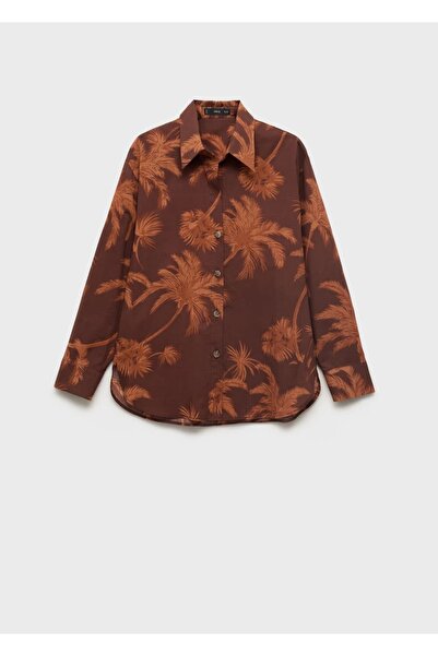 MANGO Woman Βαμβακερό πουκάμισο με σχέδιο παλάμης