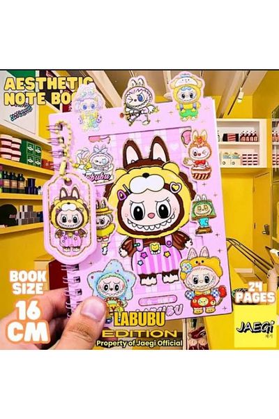 synshop Labubu Sticker Label Sticker 16 Sheets (300 Pieces) Waterproof + Opaque 8 Sheets Notepad