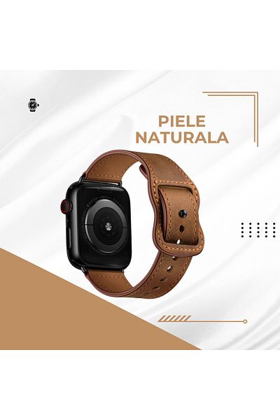 MARYALEX Genuine leather strap, for Apple Watch SE/8/7/6/5/4/3/2/1, Display 42/44/45 mm, Red Brown