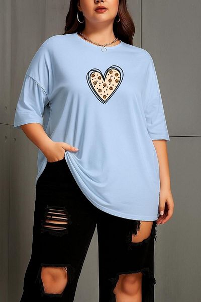 BENROMA In Cart 6 or More Purchases Get 1 T-Shirt as a Gift - Large Size Heart Paw Printed Unisex T-Shirt