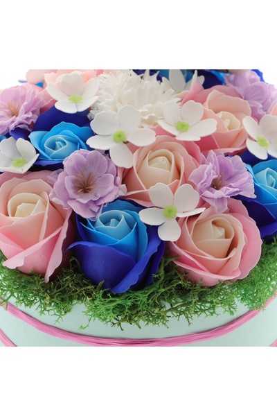 GiftExpress Aranjament floral absolvire trandafiri roz-albastri 30cm