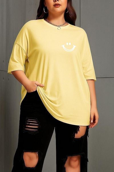 BENROMA 1 T-Shirt Gift for Purchases of 6 or More in Cart - Plus Size Smile Printed Unisex T-Shirt