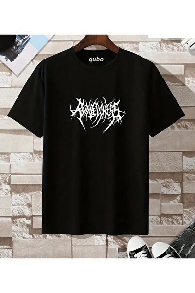 PERISENSE تي شيرت أسود للجنسين للنساء/الرجال مطبوع عليه رقبة دائرية وأكمام قص...