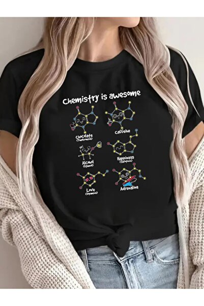 PERISENSE تي شيرت أسود للجنسين للنساء/الرجال مطبوع عليه رقبة دائرية وأكمام قص...