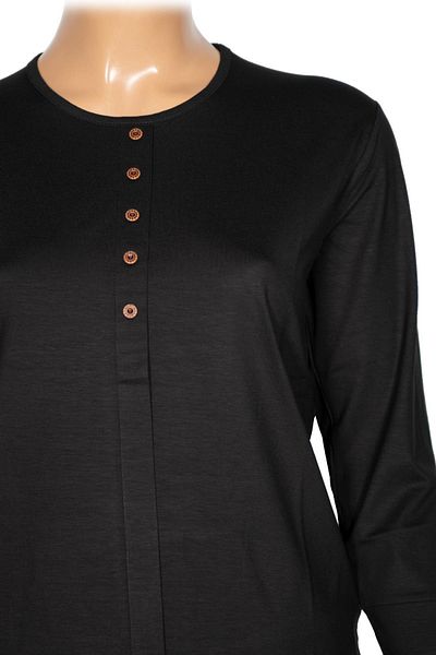 Pıtırcık Cimariva Women's Nuket Plus Size O Neck Five Ornamental Buttons Black Blouse