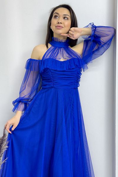 thezkscom Saks Tulle Draped Plus Size Evening Dress
