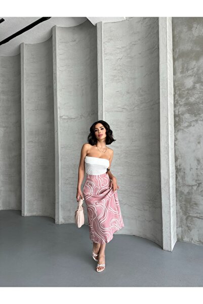 REELMODA Women's Slit Patterned Summer Skirt