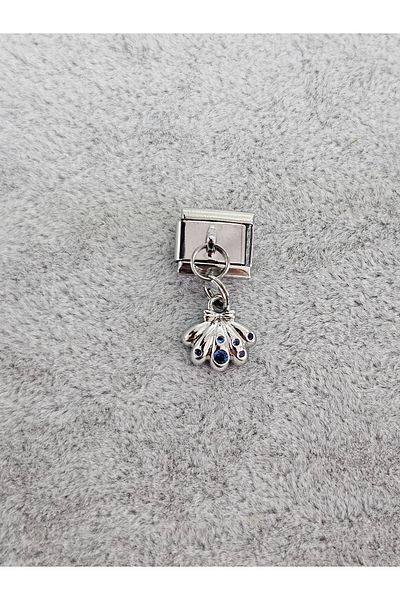 SiestaAccessories Blue Stone Seashell Dangle Italian Bracelet Charm