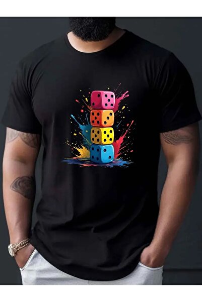 PERISENSE تي شيرت أسود للجنسين للنساء/الرجال مطبوع عليه رقبة دائرية وأكمام قص...