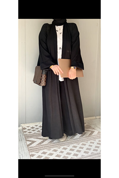 GABRA Abaya ferace siyah ayrobin kumaş yazlık