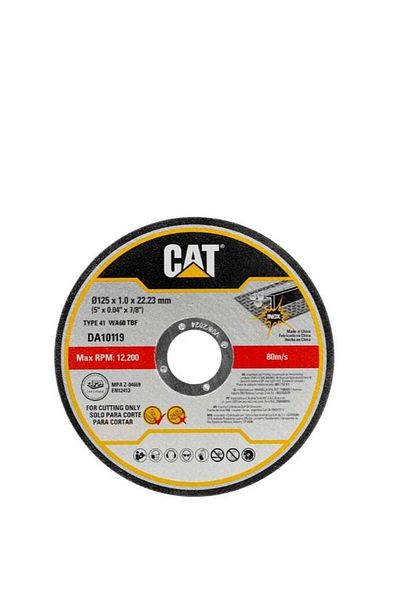 Caterpillar CAT DA10119 Abrasive Flat Metal & INOX Cutting Disc Ø125(5") x 1mm 10Pcs