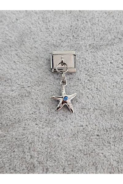 SiestaAccessories Blue Stone Starfish Dangle Italian Bracelet Charm