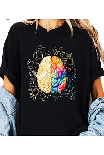 PERISENSE تي شيرت أسود للجنسين للنساء/الرجال مطبوع عليه رقبة دائرية وأكمام قص...