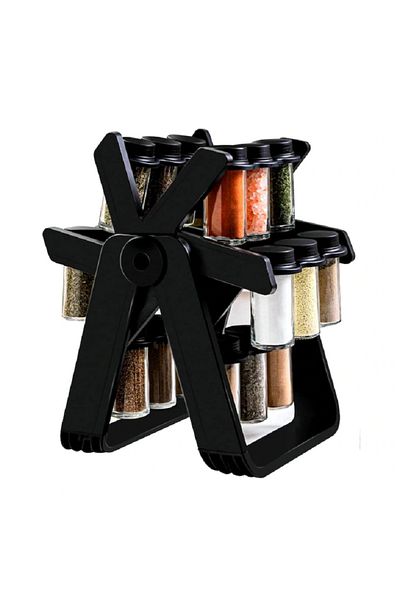 OEM Organizator de condimente, Kupisi, Rotativ, 360 de grade, 16 borcane, Negru