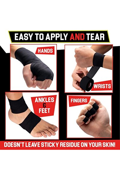 BiaTape ضمادة رياضية لاصقة ثابتة 3.8 سم × 10 متر شريط دعم رياضي أسود