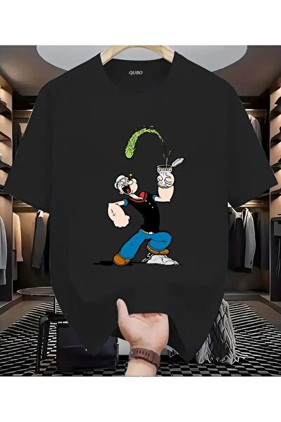 PERISENSE تي شيرت أسود للجنسين للنساء/الرجال مطبوع عليه رقبة دائرية وأكمام قص...