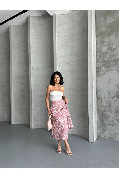 REELMODA Women's Slit Patterned Summer Skirt