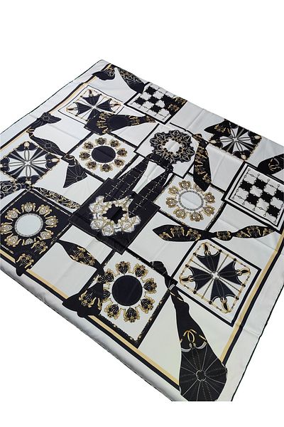 mim eşarp Vesi̇ Scarf Patterned Sport Twill Scarf 120X120 cm