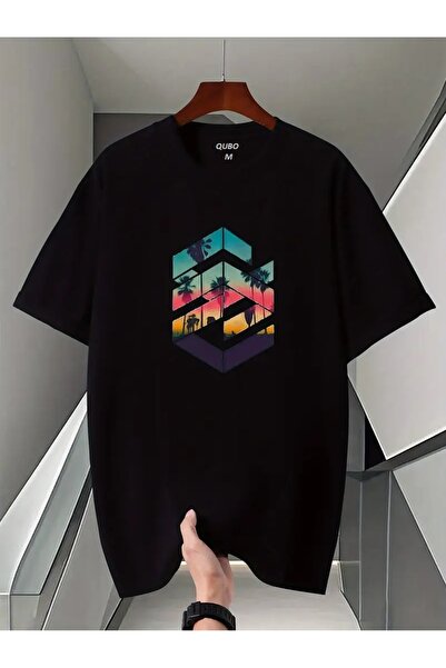 PERISENSE تي شيرت أسود للجنسين للنساء/الرجال مطبوع عليه رقبة دائرية وأكمام قص...