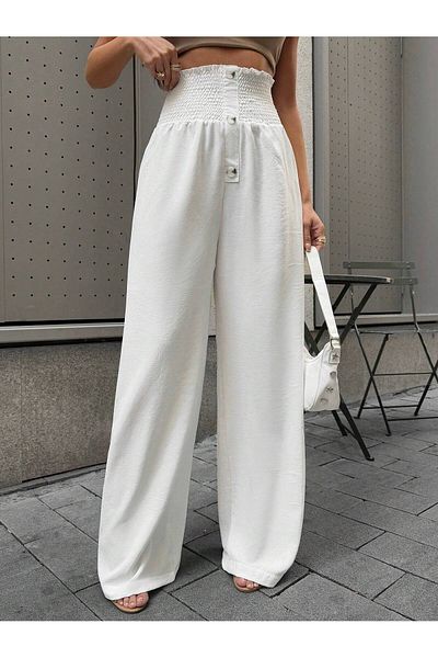 SERBA Waist Gipe Elaborate Super High Waist Loose Leg Women's Pants
