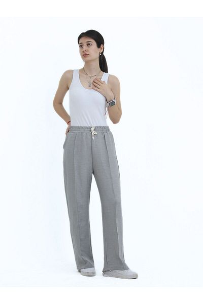 fh fashionhere Women's Sofia Linen Fabric Striped High Waist Wide Leg Relaxed Fit Lace-Up Elastic Waist Casual Pants