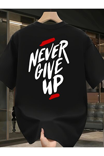 YRN COLLECTION تي شيرت أسود للجنسين للنساء/الرجال مطبوع عليه رقبة دائرية وأكم...