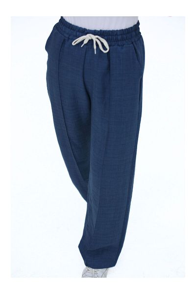 fh fashionhere Women's Sofia Linen Fabric Striped High Waist Wide Leg Relaxed Fit Lace-Up Elastic Waist Casual Pants