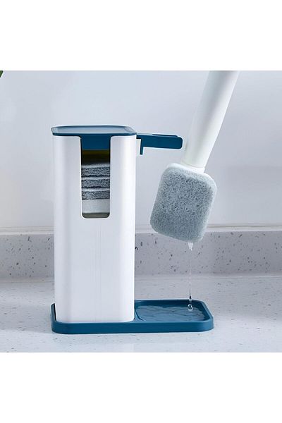 TAAM_SA Compact Kitchen Cleaning Brush with Built In Soap and Replaceable Head for Small Apartments
