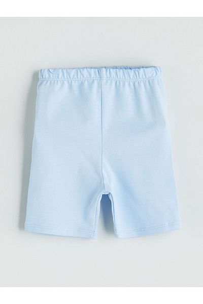 LC Waikiki Blue Elastic Waist Basic Baby Girl Short Leggings 3'