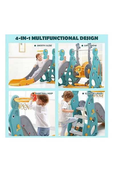 FULLJOY 3*1 Children's Slide with Swing and Basketball .FHR-37
