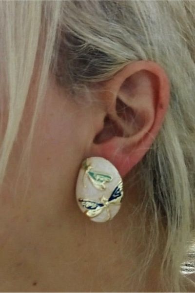 mos&more Cream Gold Dragonfly Stylish Earrings