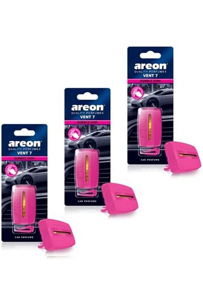 Areon Vent 7 Car Perfume Vent Clip AC and Fan Air Freshener, Bubble Gum Scent (Pack of 3)