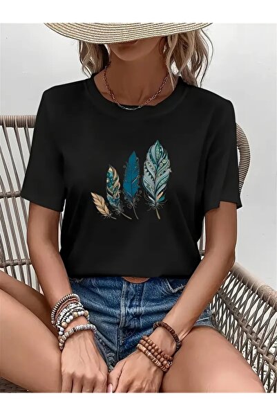 PERISENSE تي شيرت أسود للجنسين للنساء/الرجال مطبوع عليه رقبة دائرية وأكمام قص...