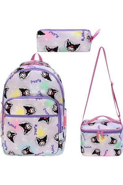 QL ACCESSORY Kuromi set de 3 ghiozdane de lux pentru școală primară