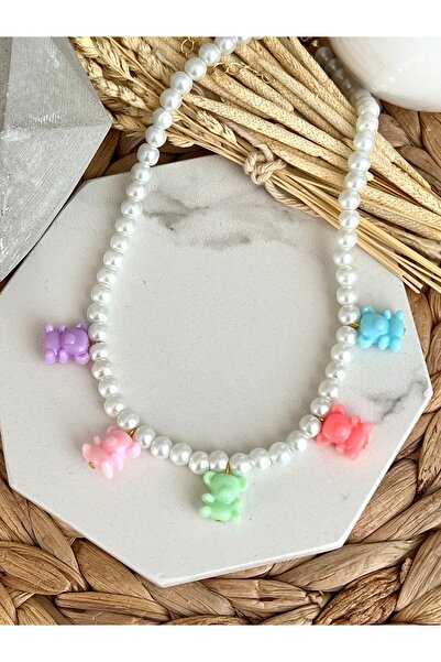 HALHALMILL Trend Necklace with Colorful Teddy Bear and Pearl