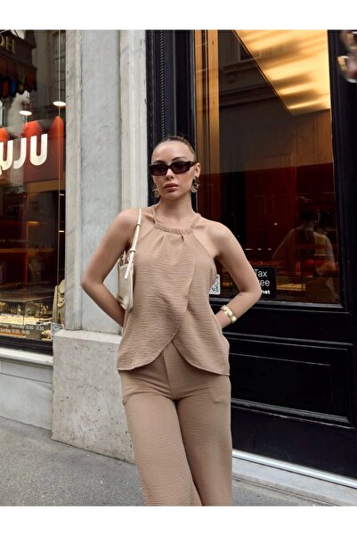 Genel Markalar Kruvaze takım ayrobin bej s054