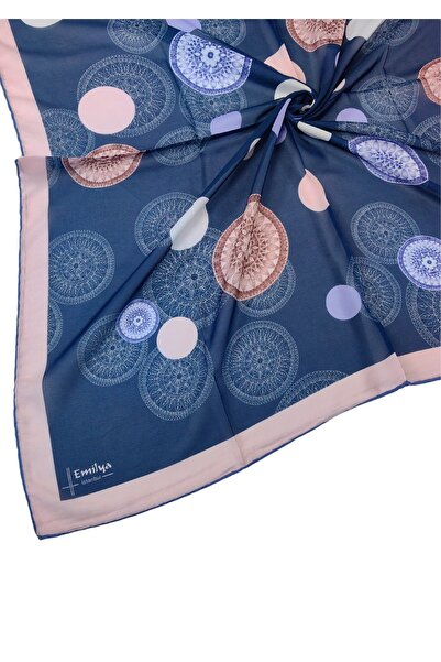 mim eşarp إميليا وشاح نسائي من الشيفون المنقوش الهندسي مقاس 90x90 سم