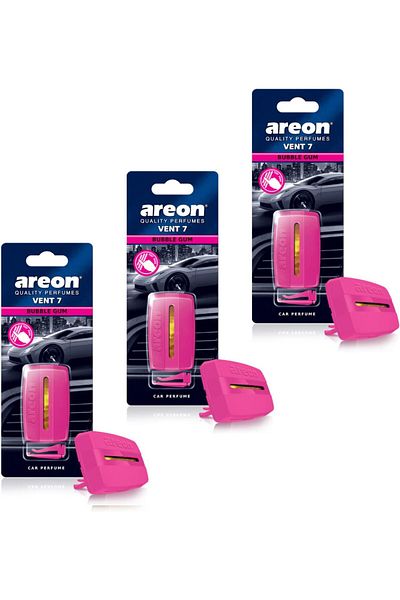 Areon Vent 7 Car Perfume Vent Clip AC and Fan Air Freshener, Bubble Gum Scent (Pack of 3)