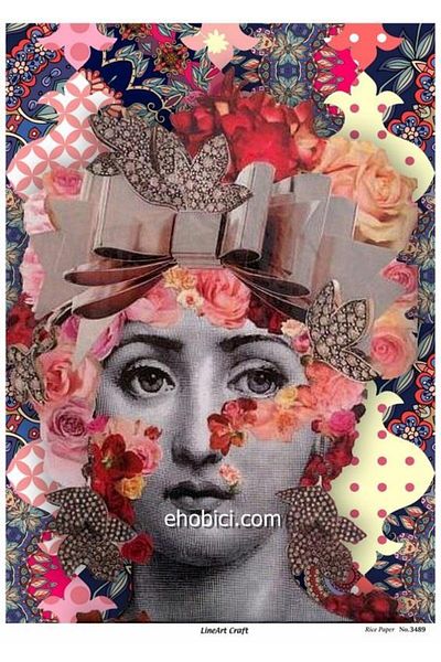 ehobici Lineart Rice Decopage Paper - 3489