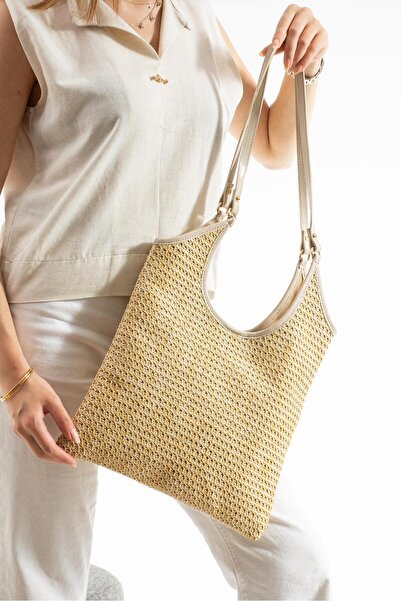 Çanta Trend Moon Straw Wallet Women's Hand and Shoulder Bag