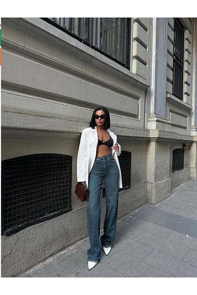 shop Lycra Palazzo Green Ink Jean Pants
