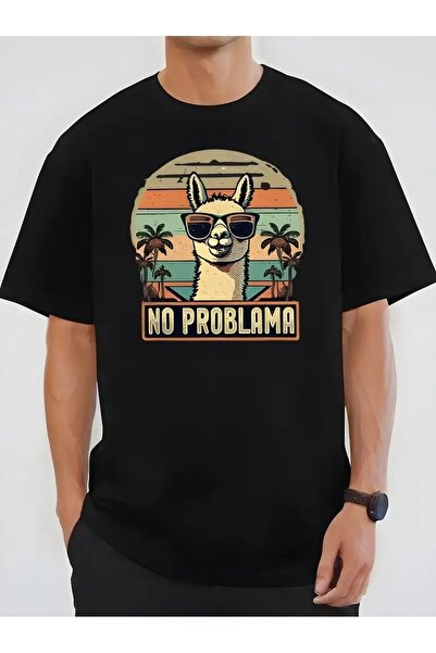 YRN COLLECTION تي شيرت أسود للجنسين للنساء/الرجال مطبوع عليه رقبة دائرية وأكم...