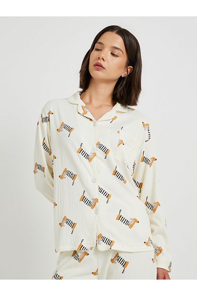 Styli Peppy Print Long Sleeve Shirt and Pyjama Set