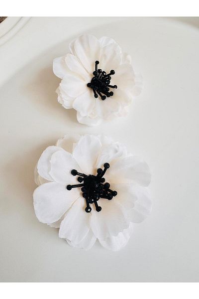 DEVİ fashion Large Cloth Flower Earrings 7 cm