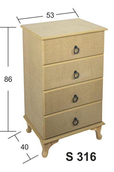 ehobici Ahşap Komodin 53x40x86cm NO:3 S-316