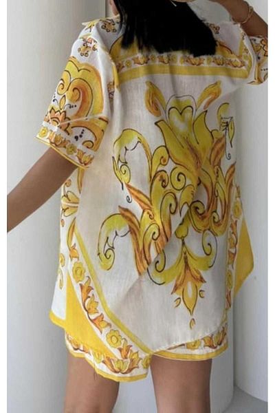 Butik Şenel Dg Patterned Shirt Shorts Set