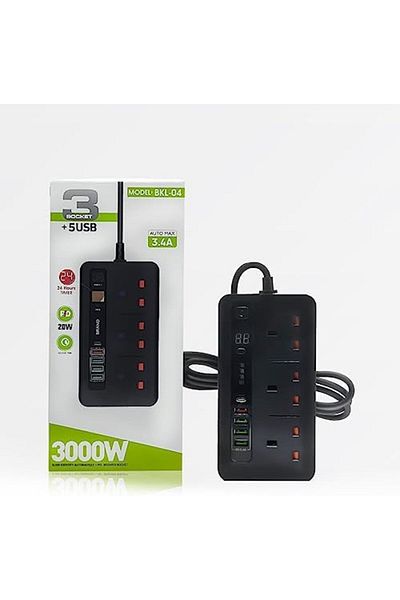 SP SPON Smart Plug 3 Outlet with 4 USB Ports and USB Type-C PD Black