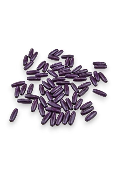 Serhat Aksesuar ve El İşçilik 12 ملم خرز خشب جاودار بنفسجي (22×6 ملم) 35 جرام (70 حبة)